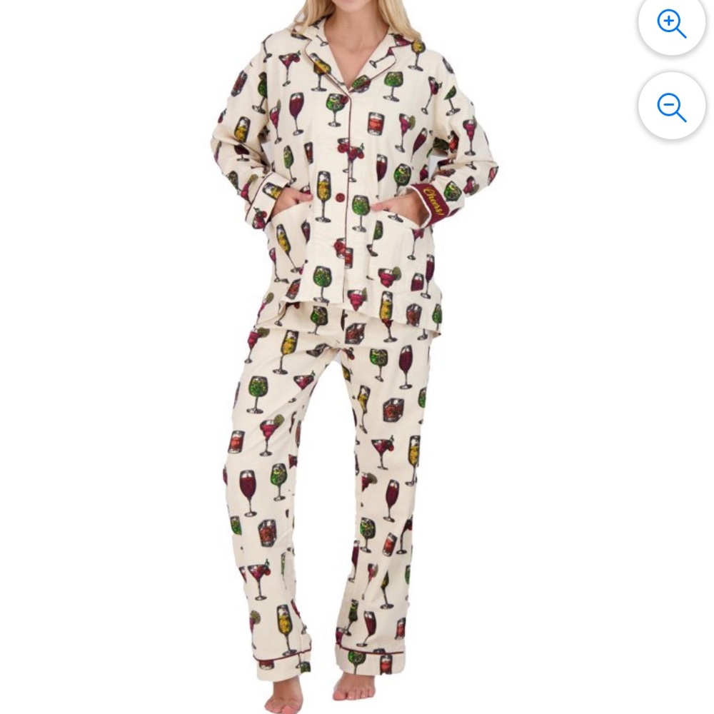 NWT Pajama Set Old Fashioned Cocktails Print